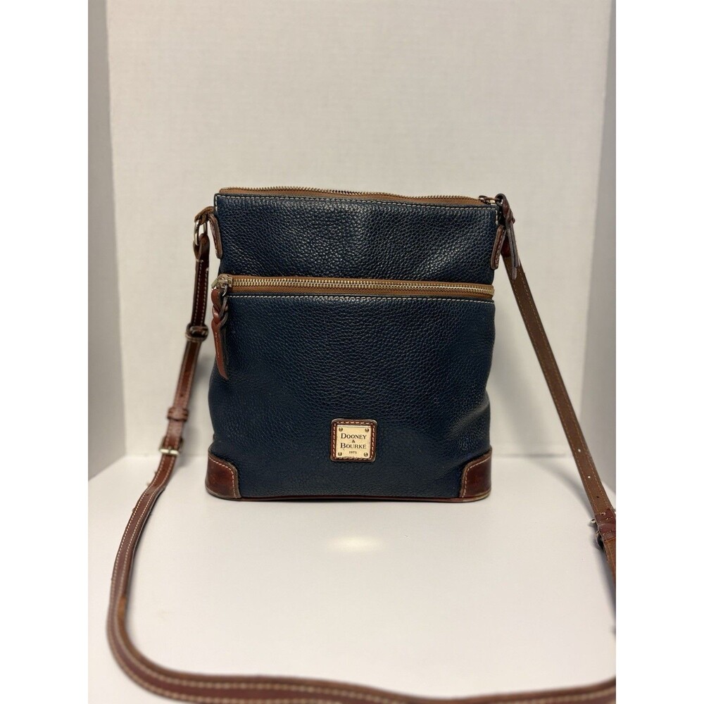 Dooney and Bourke Pebble Leather Small Zip Crossbody Bag - Navy